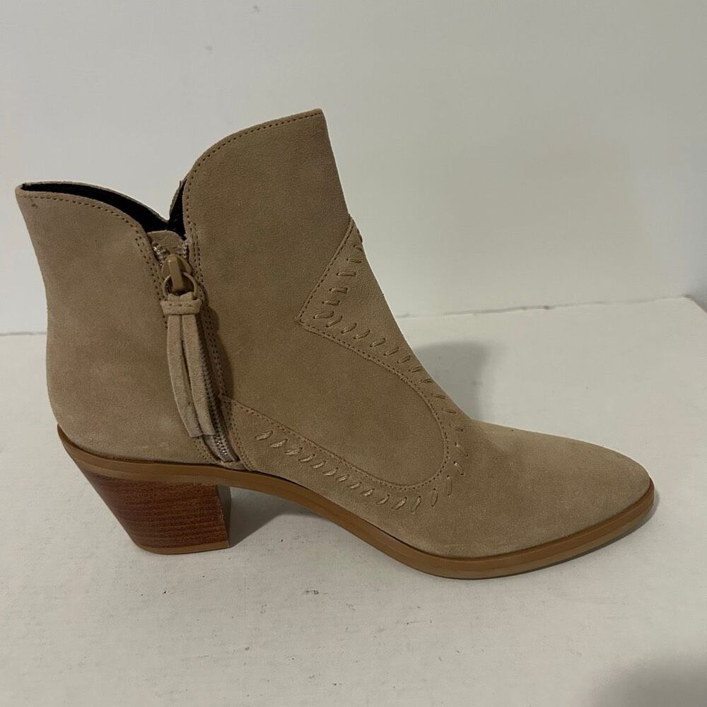 REBECCA MINKOFF Womens Beige Suede Ankle Booties Sz 7.5 Western Festival Classic
